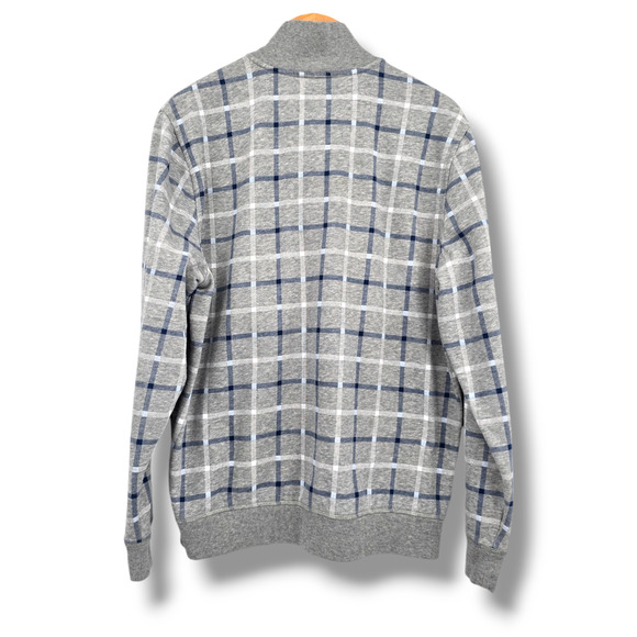 Nautica Men's 1/4 Zip Mock Neck Plaid Preppy Casual Sweatshirt Gray Size Large - Picture 2 of 10